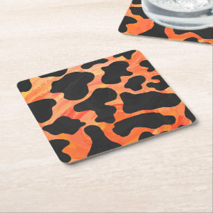 Skriv ut svart och Orange Underlägg Papper Kvadrat