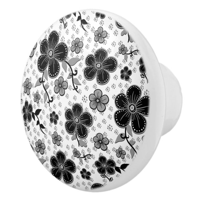 Skriv ut svart och vit Blommigt Knopp (Höger)