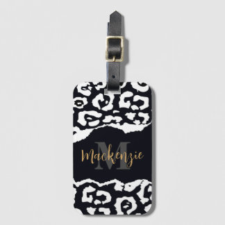 Skriv ut svart och vitt leopard bagagebricka