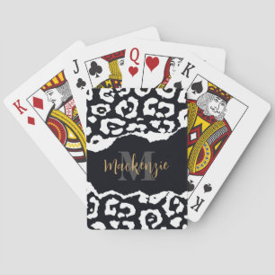 Skriv ut svart och vitt leopard casinokort