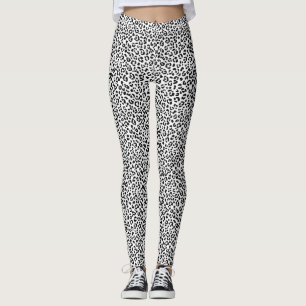 Skriv ut svart och vitt leopard på djur leggings