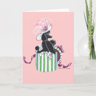 Skriv ut svart Pudel-Hatbox Retro Art Kort