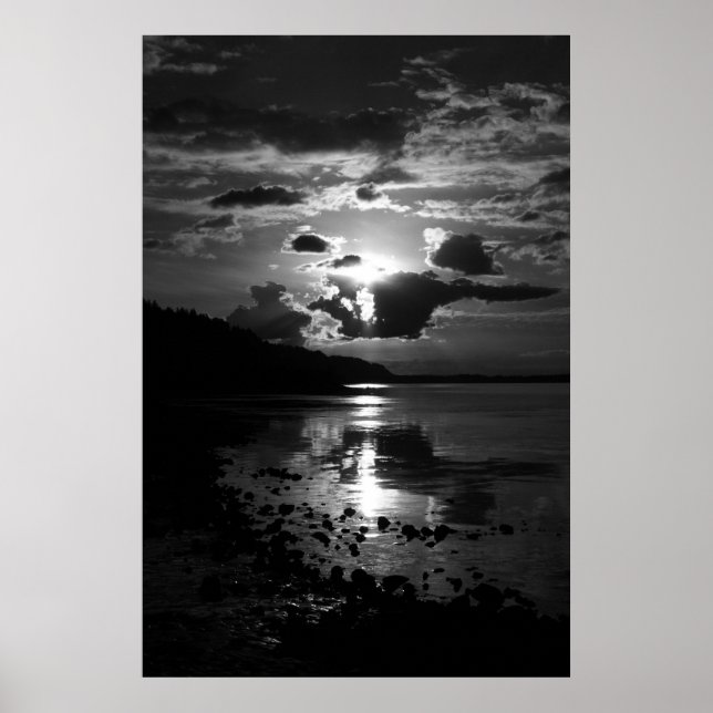 Skriv ut svart solnedtonad grafik poster (Framsidan)
