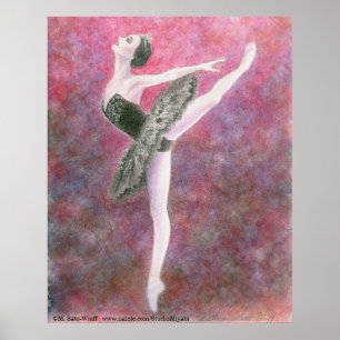 Skriv ut svart Svan Ballet Art Poster