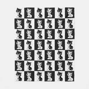 Skriv ut svart, vitt, monogramblock fleecefilt