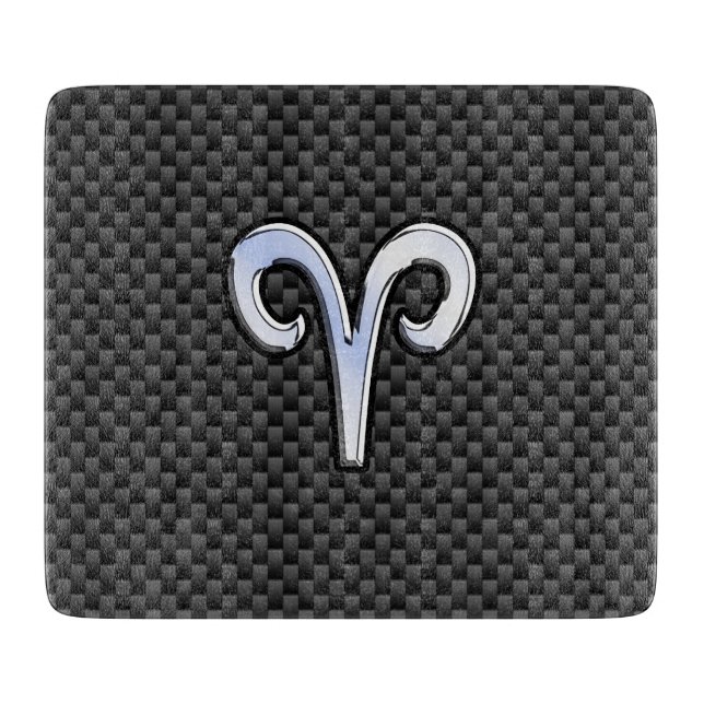 Skriv ut svartkolsfiber i Silver Aries Zodiac Sign (Framsidan)