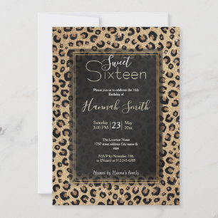 Skriv ut svartlimpa elegant Guld Glitter Inbjudningar