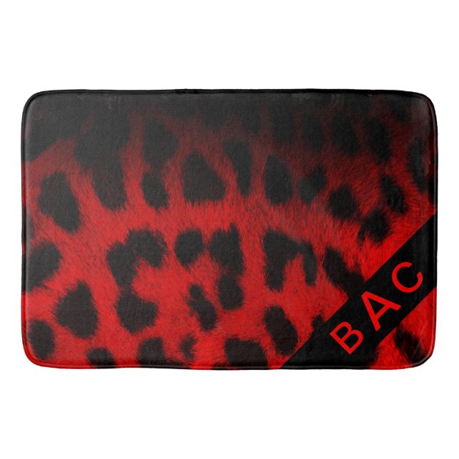 Skriv ut svartlimpa med Monogram Red & Black Leopa Badrumsmatta (Framsidan)