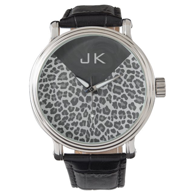 Skriv ut svartvit lök i Monogram Armbandsur (Framsida)