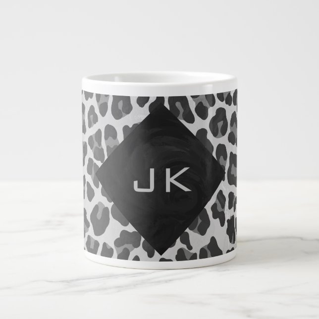 Skriv ut svartvit lök i Monogram Jumbo Mugg (Framsidan)