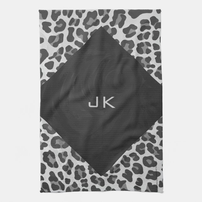 Skriv ut svartvit lök i Monogram Kökshandduk (Vertikal)