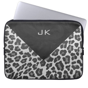 Skriv ut svartvit lök i Monogram Laptop Fodral