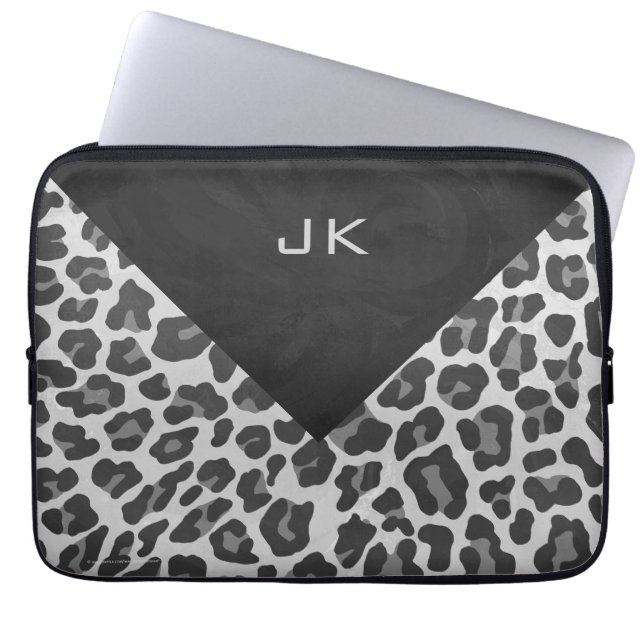 Skriv ut svartvit lök i Monogram Laptop Fodral (Framsidan)