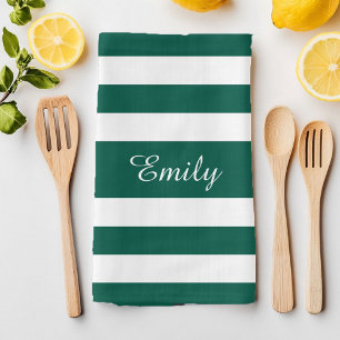 Skriv ut svartvit Rand Mönster Namn Kökshandduk