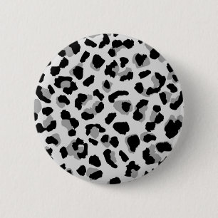 Skriv ut svartvit Snö Leopard Knapp