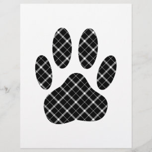 Skriv ut svartvit Tartan Hund Paw