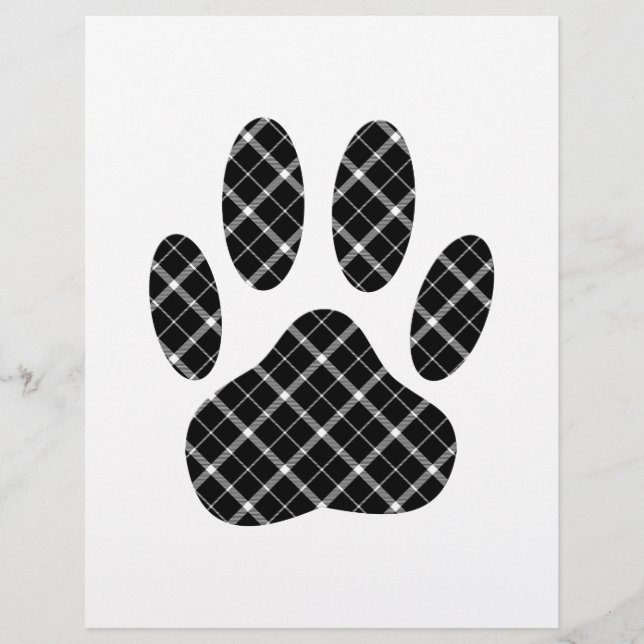 Skriv ut svartvit Tartan Hund Paw (Framsida)