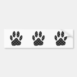 Skriv ut svartvit Tartan Hund Paw Bildekal