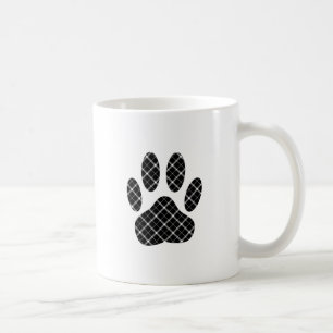 Skriv ut svartvit Tartan Hund Paw Kaffemugg