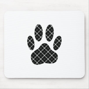 Skriv ut svartvit Tartan Hund Paw Musmatta