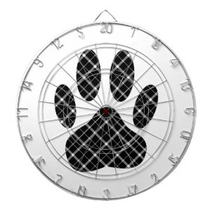 Skriv ut svartvit Tartan Hund Paw Piltavla