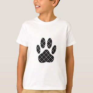 Skriv ut svartvit Tartan Hund Paw Tröja