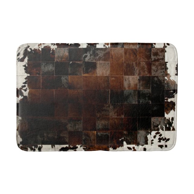 Skriv ut Tan Cowhide Patchwork Badrumsmatta (Framsidan)