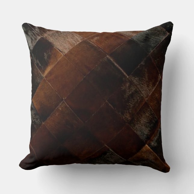 Skriv ut Tan Cowhide Patchwork Kudde (Framsida)