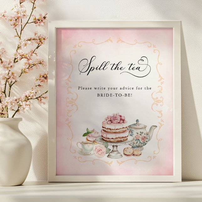 Skriv ut tea-Möhippan Poster (Bridal Shower Sign)