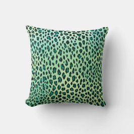 Skriv ut "Teal Blue Grönt Animal Print" för leopar Kudde