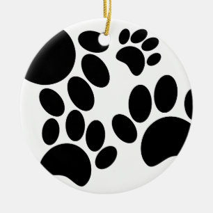 Skriv ut Teckning för Cute Puppy Paw Julgransprydnad Keramik