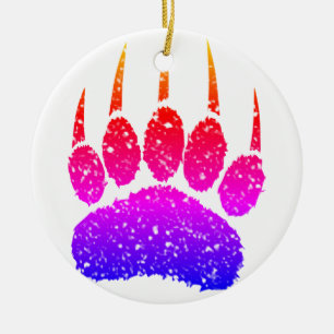 Skriv ut Teckning på Rainbow Glitter Bear Paw Julgransprydnad Keramik