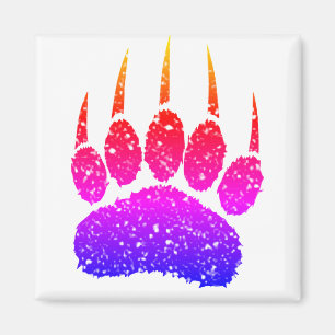 Skriv ut Teckning på Rainbow Glitter Bear Paw Magnet