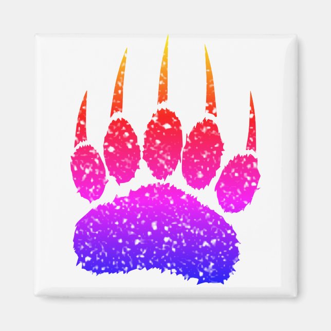 Skriv ut Teckning på Rainbow Glitter Bear Paw Magnet (Framsidan)