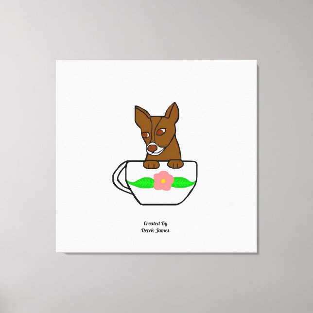 Skriv ut tekopp Chihuahua Wrapped Canvas (Framsida)