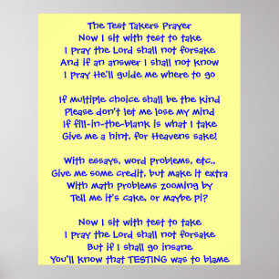 Skriv ut "Test Takers Prayer Print" Poster