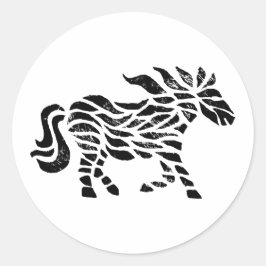 Skriv ut träblock för abstrakt runt klistermärke