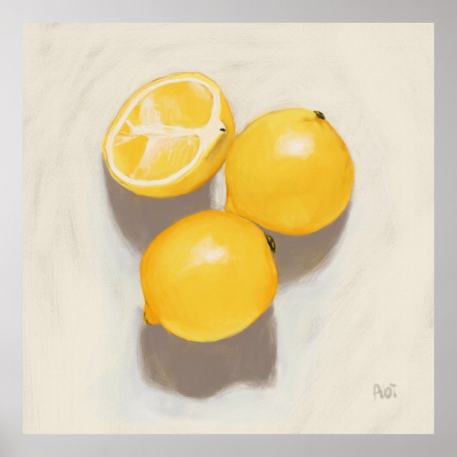 Skriv ut tre luscious Lemons Archival Art Poster (Framsidan)