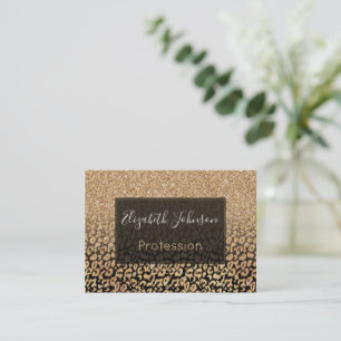 Skriv ut trendig Guld och svart Glitter om leopard Visitkort