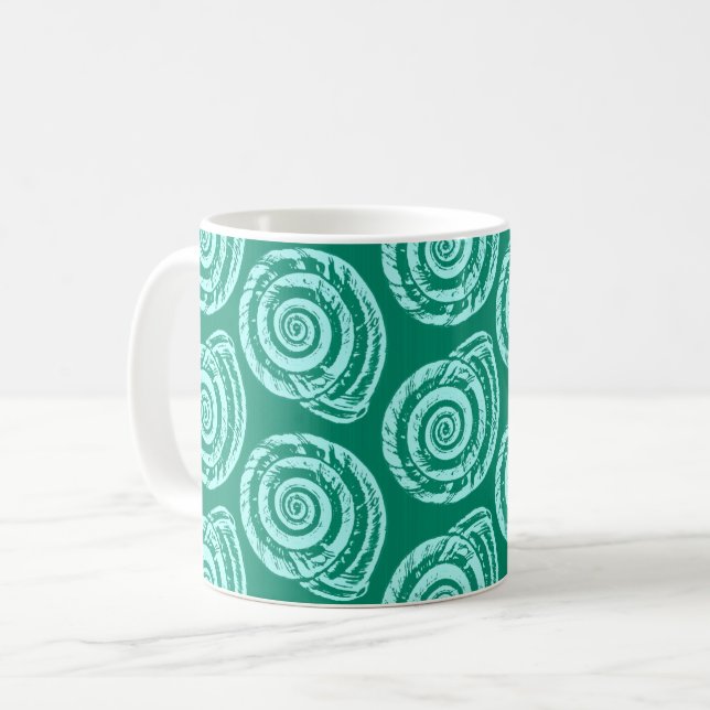 Skriv ut, turkos och Aqua i spiral Kaffemugg (Framsida vänster)
