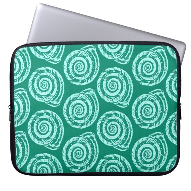 Skriv ut, turkos och Aqua i spiral Laptop Sleeve (Framsidan)