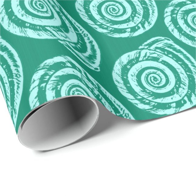 Skriv ut, turkos och Aqua i spiral Presentpapper (Rullad Hörn)