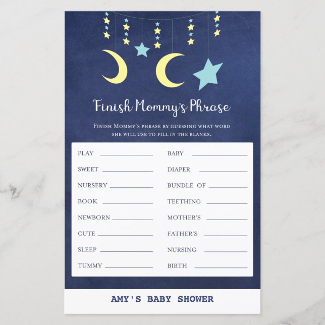 Skriv ut Twinkle Twinkle Moon Stars Baby Shower-sp (Framsida)