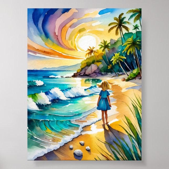 Skriv ut Tybee Island Watercolor Art Poster (Framsidan)