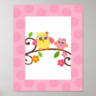 Skriv ut Uggla Flower Girls Nursery Wall Art Poster