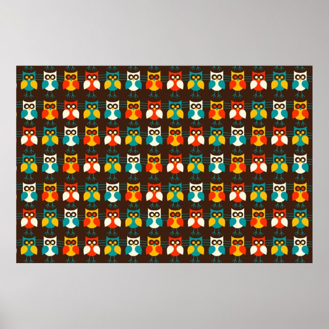 Skriv ut uggla Mönster 1 Poster (Framsidan)