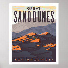 Skriv ut Underbar Sand Dunes nationalpark Travel P Poster