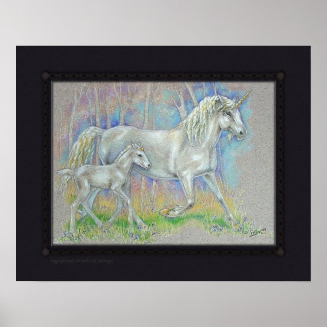 Skriv ut - Unicorn & Baby Poster (Framsidan)