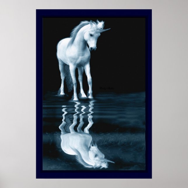 Skriv ut Unicorn-reflektioner Poster (Framsidan)