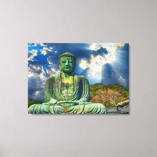 Skriv ut upplyst meditating Buddha-staty Canvastryck
